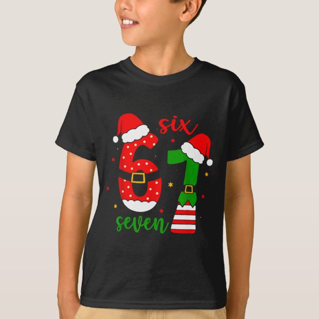 Camiseta Funny Christmas Six Seven 6 7 Meme Gen Alpha Slang (Frente)