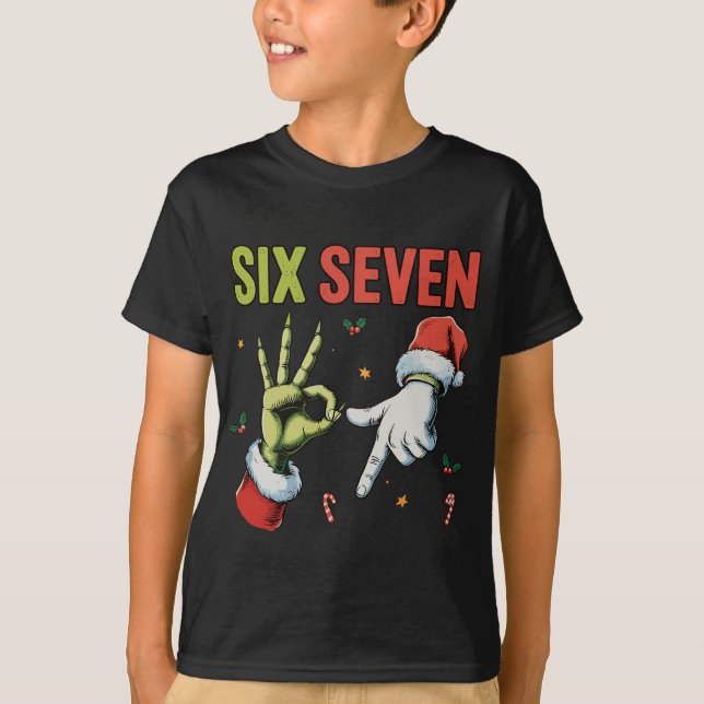 Camiseta Funny Christmas Six Seven 6 7 Meme Xmas Kids (Frente)