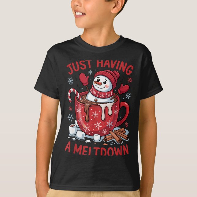 Camiseta Funny Christmas Snowman Hot Chocolate Just Having  (Frente)