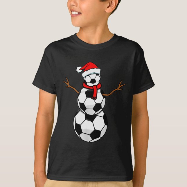 Camiseta Funny Christmas Soccer Santa Snowman  (Frente)