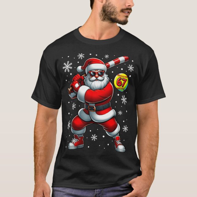 Camiseta Funny Christmas Softball Cool Santa Claus 6 7 Meme (Frente)