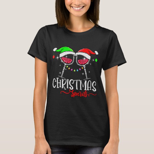 Camiseta Funny Christmas Srits Gles Of Wine Party Xmas Paja (Frente)