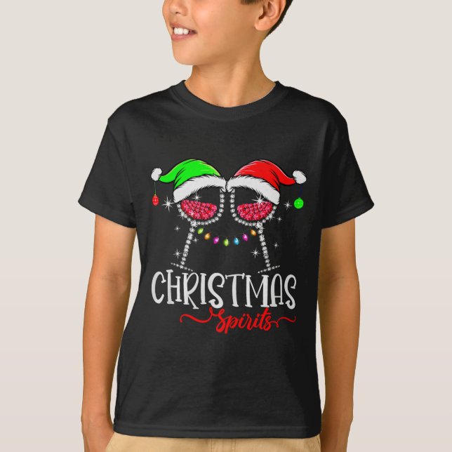 Camiseta Funny Christmas Srits Gles Of Wine Party Xmas Paja (Frente)