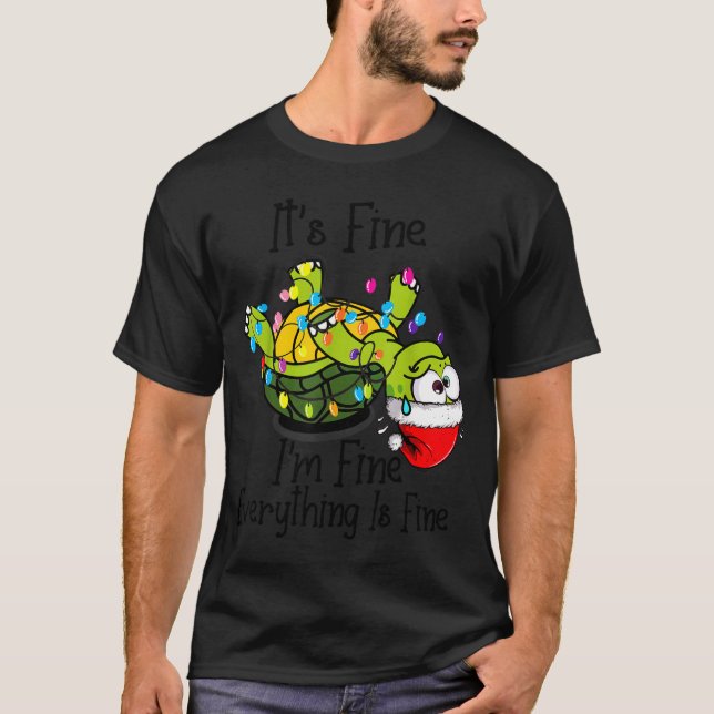 Camiseta Funny Christmas Turtle It's Fine I'm Fine Everythi (Frente)