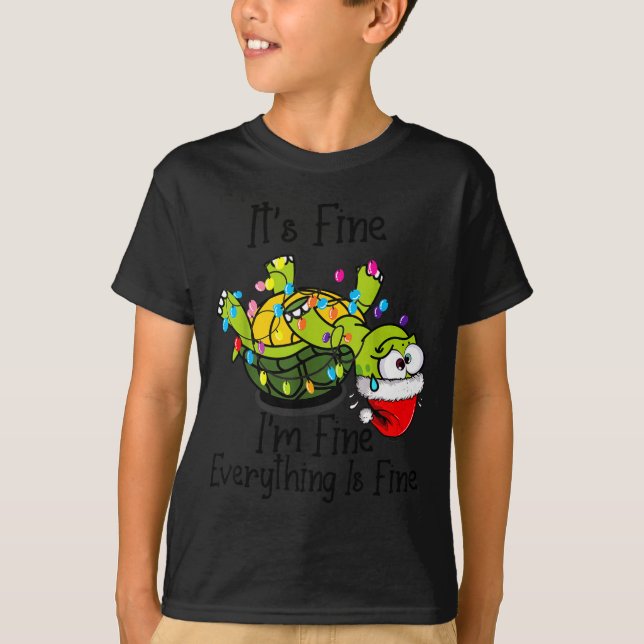 Camiseta Funny Christmas Turtle It's Fine I'm Fine Everythi (Frente)