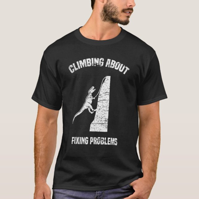 Camiseta Funny Climbing T-Rex Rock Climber Dinosaur (Frente)