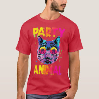 Camiseta Funny Colorful cat party animal, fun with my cat