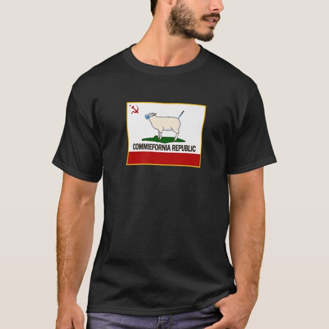 Camiseta Funny Commifornia República da Califórnia Bandeira (Frente)