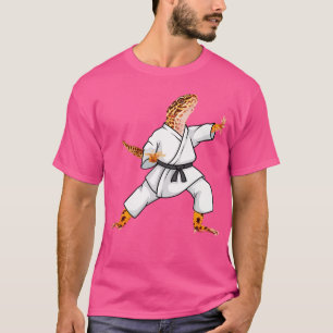 Camiseta Funny Common Leopard Gecko Fazendo Karate Samurai