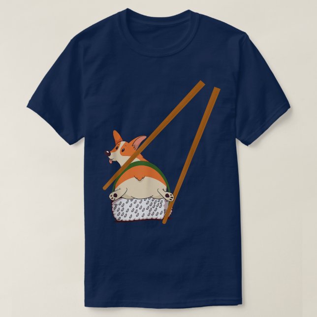 Camiseta Funny Corgi And Sushi Lover  (Frente do Design)