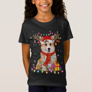 Camiseta Funny Corgi Christmas Reindee Natal Lights Pa