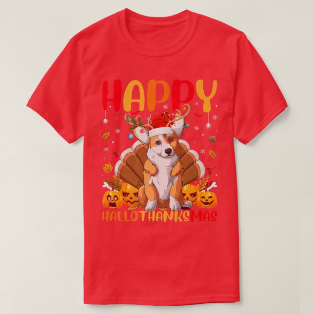 Camiseta Funny Corgi Dog Lover Happy Corgi Hellothanksmas-1 (Frente do Design)