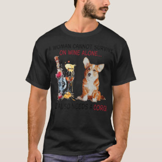 Camiseta Funny Corgi Mãe Uma Mulher Não Pode Sobreviver No
