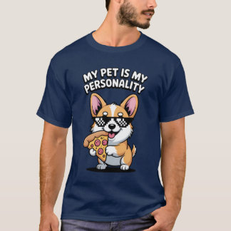 Camiseta Funny Corgi Pizza Pover Pet Humor Tee