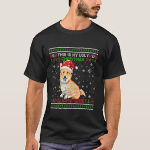 Camiseta Funny Corgi Ugly Christmas Pajama Funny Lights San
