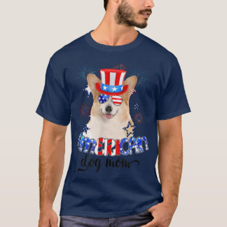 Camiseta Funny Corgi Vestindo Óculos Solares EUA Bandeira 4