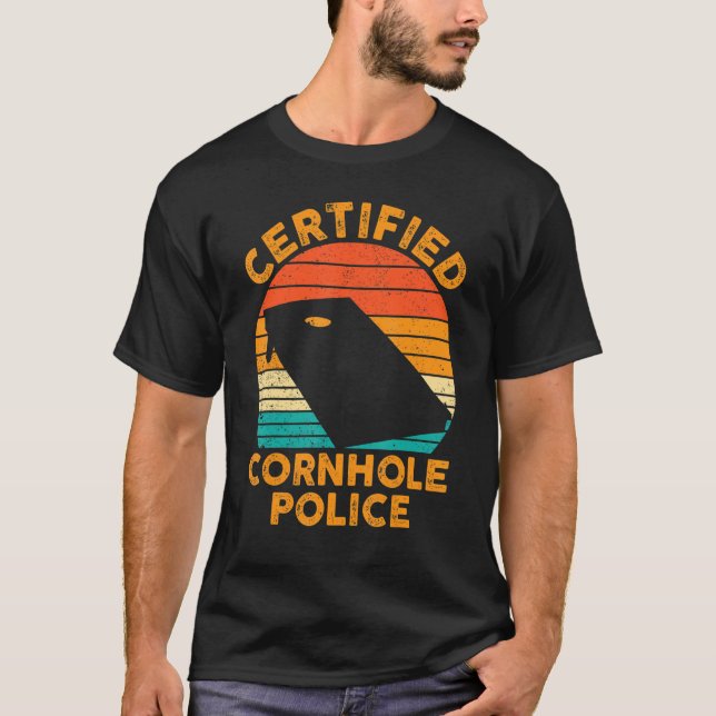 Camiseta Funny Cornhole Corn Hole Retro Certificado Cornhol (Frente)