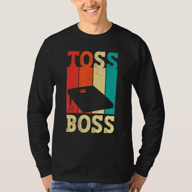 Camiseta Funny Cornhole Corn Hole Retro Toss Boss (Frente)