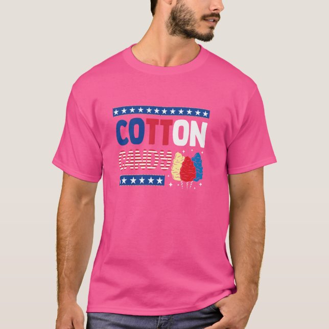 Camiseta Funny Cotton Candy Graphic EUA Flag Patri (Frente)