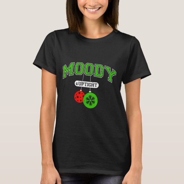 Camiseta Funny Couples Christmas Merry And Bright Moody And (Frente)