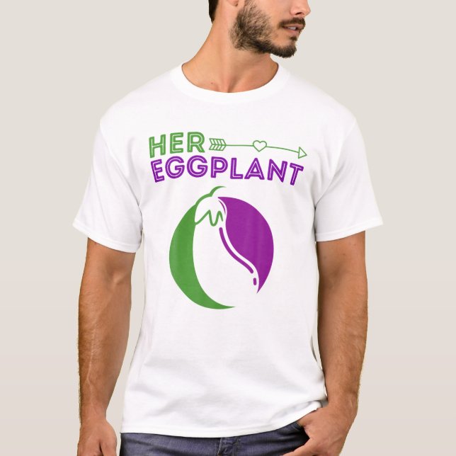 Camiseta Funny Couples Valentines Day Fun Her Eggplant His (Frente)
