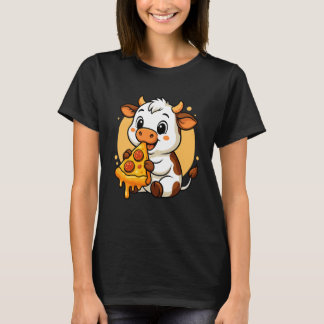 Camiseta Funny Cow Eating Pizza Graphic Boys Girls Cow Love