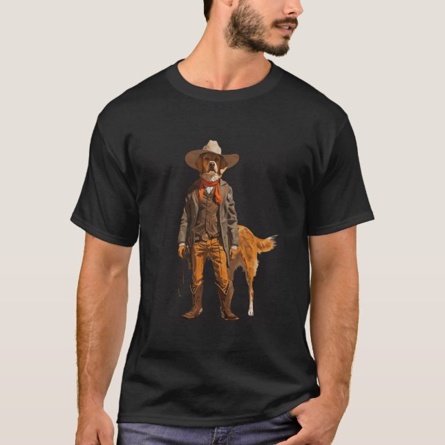 Camiseta Funny Cowboy Dog Lover (Frente)