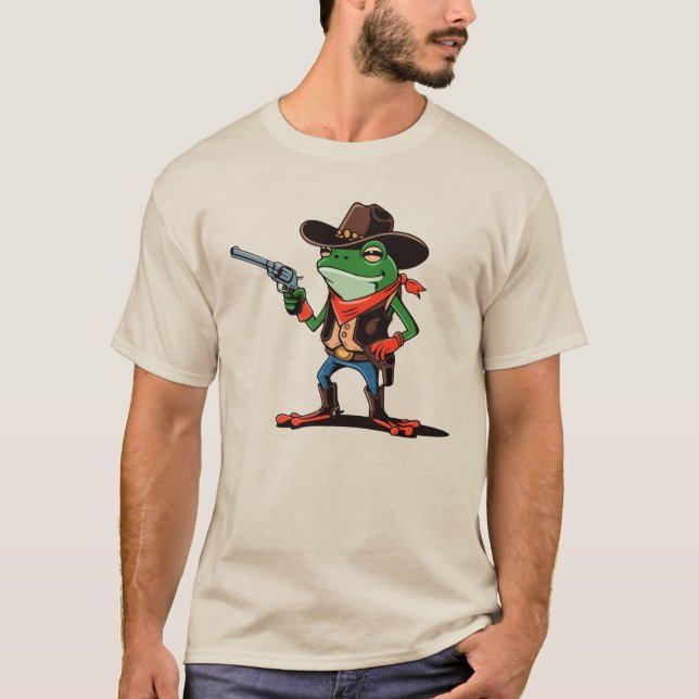 Camiseta Funny Cowboy Frog Cartoon T-Shirt (Frente)