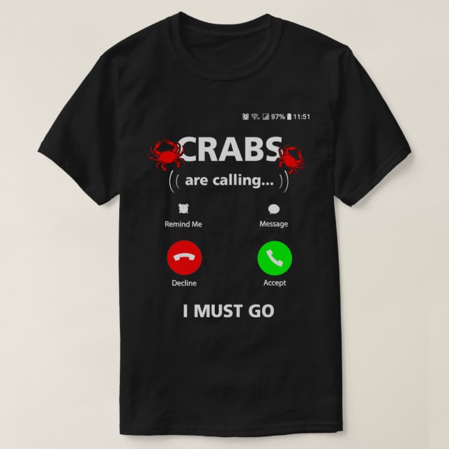 Camiseta Funny Crabbing Men Blue Crab em Maryland (Frente do Design)