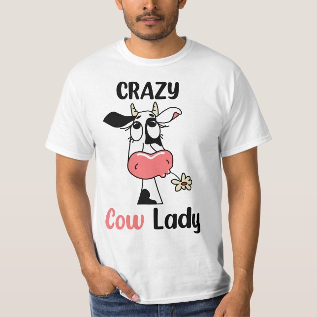Camiseta Funny crasy cow lady gift for cow lovers and farm  (Frente)