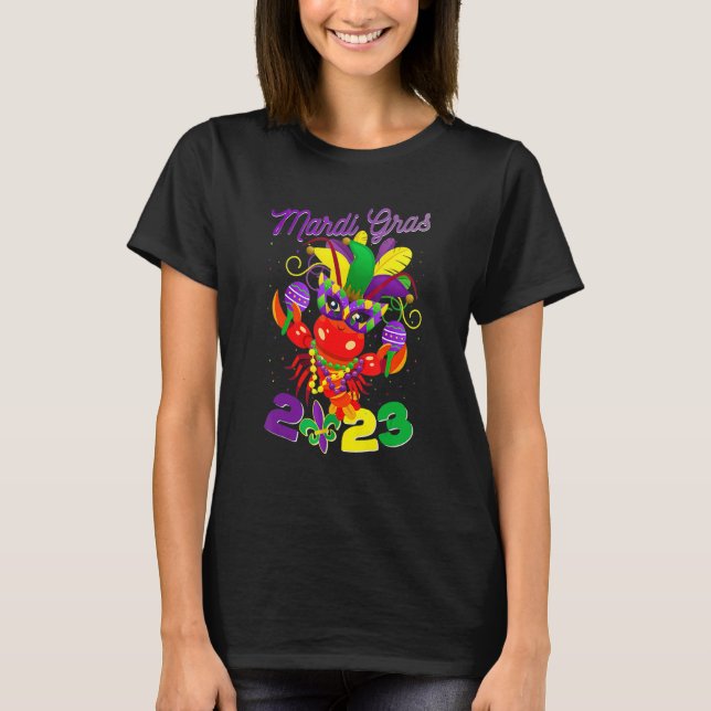Camiseta Funny Crawfish Mardi Gras 2023 New Orleans Beads C (Frente)