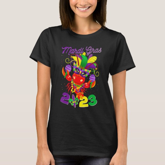 Camiseta Funny Crawfish Mardi Gras 2023 New Orleans Beads C (Frente)