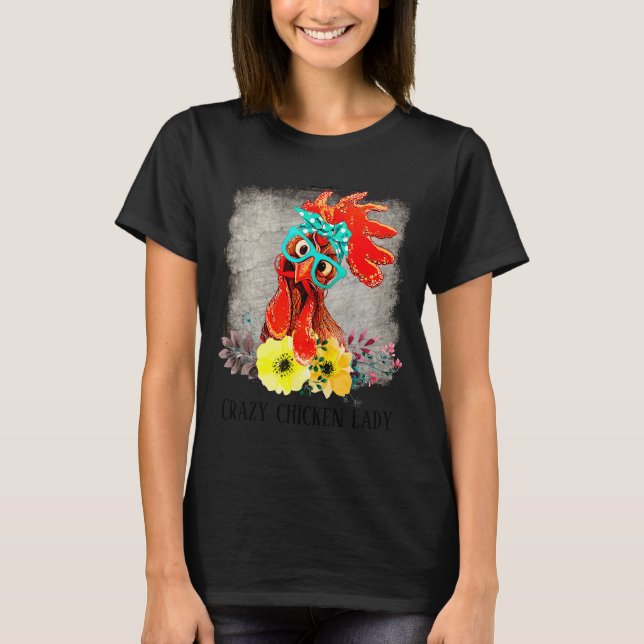 Camiseta Funny Crazy Chicken Lady Word Art  (Frente)