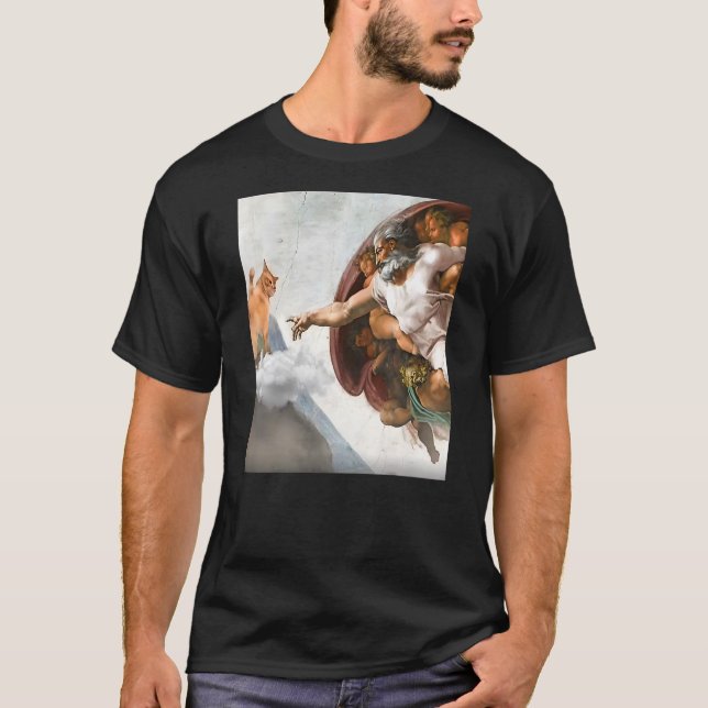Camiseta Funny Creation of Cat Meme, by Michelangelo (Frente)