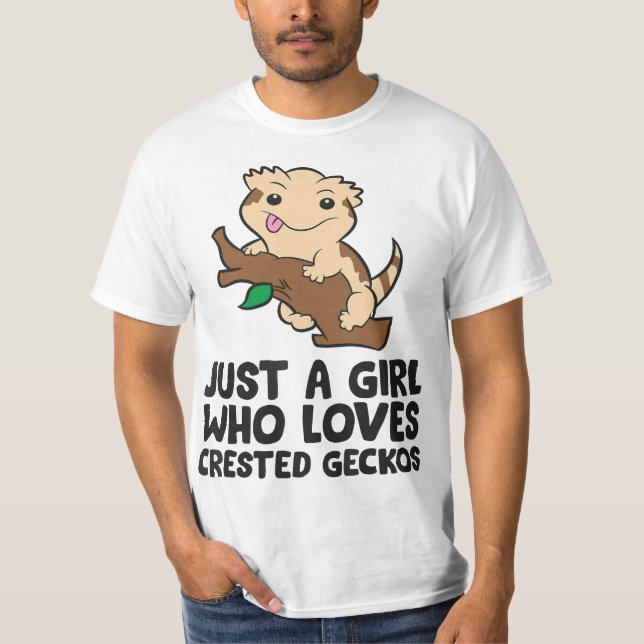 Camiseta Funny Crested Gecko Just a Girl Who Loves Crested  (Frente)