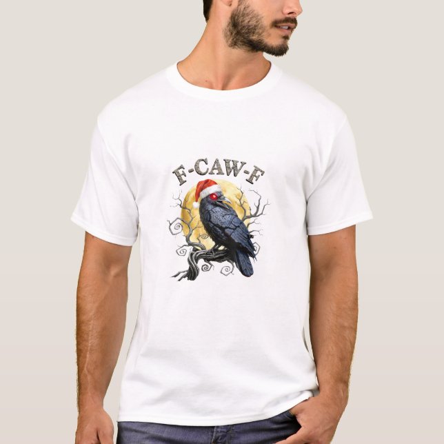 Camiseta Funny Crow F-Caw-F Bird Gothic Christmas Santa Hat (Frente)