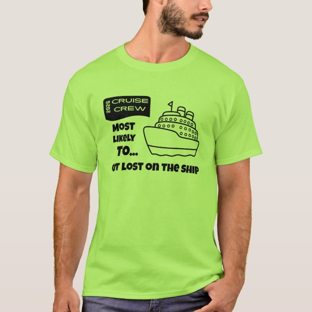 Camiseta Funny Cruise shirt Most Likely To Get Lost On Ship (Frente)