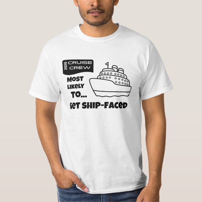 Camiseta Funny Cruise shirt Most Likely To Get Ship-Faced (Frente)