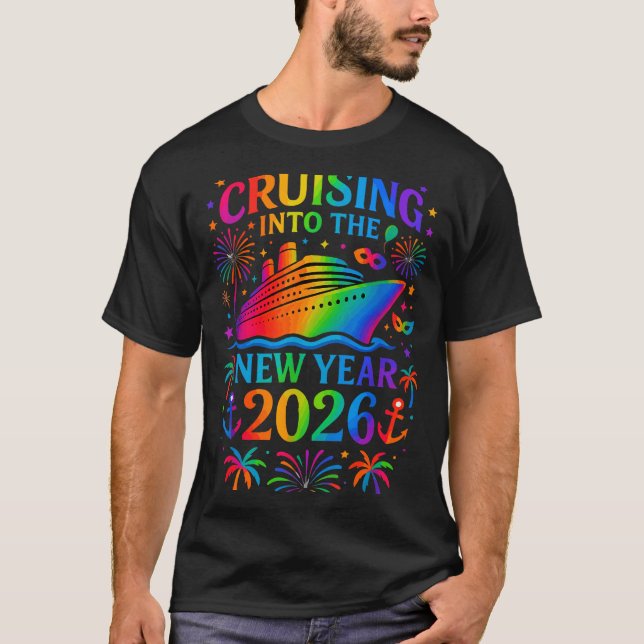 Camiseta Funny Cruising Into 2026 New Year Ship Vacation Fa (Frente)