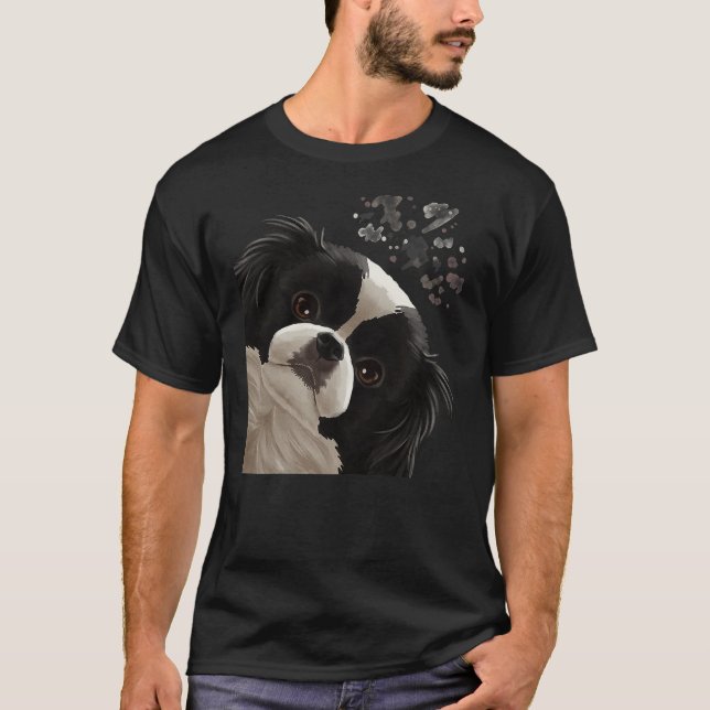 Camiseta Funny Curious Dog Japanese Chin (Frente)