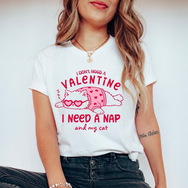Camiseta Funny Custom Valentine Nap and Cat T-Shirt (Criador carregado)