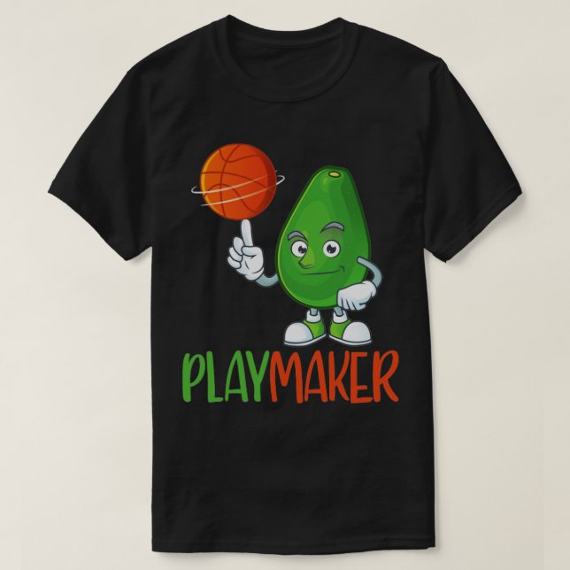 Camiseta Funny Cute Avocado Basketball Playmaker (Frente do Design)