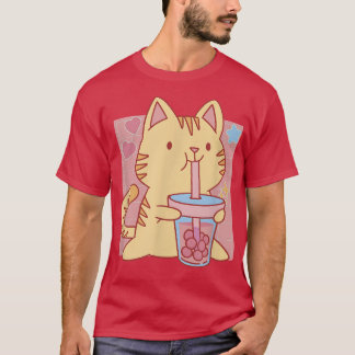CAMISETA FUNNY CUTE BOBA TEA CAT KAWAII NEKO ANIME GARLS TE