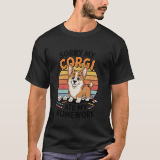 Camiseta Funny Cute Corgi Ate My Homework Dog Lover Men Wom