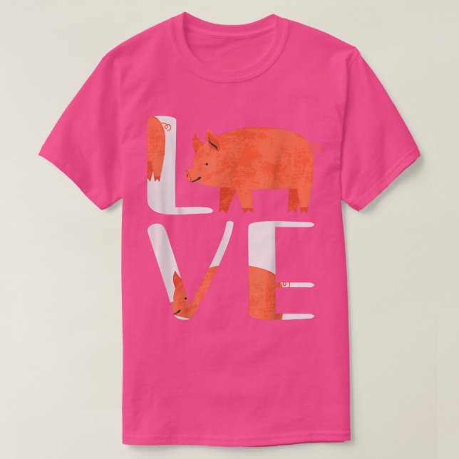 Camiseta Funny Cute I Love Pig Shirt Farm  (Frente do Design)