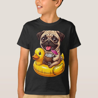 Camiseta Funny Cute Pug in Rubber Duck Floatie Coconut 