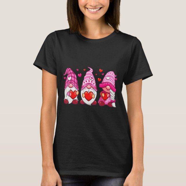 Camiseta Funny Cute Three Gnomies Nk Hearts Matching Vale  (Frente)