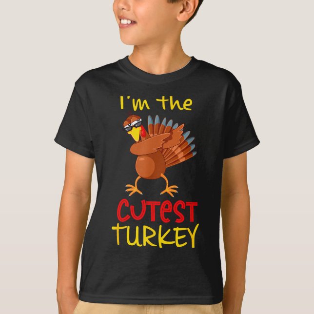 Camiseta Funny Cutest Turkey Matching Family Group Thanksgi (Frente)