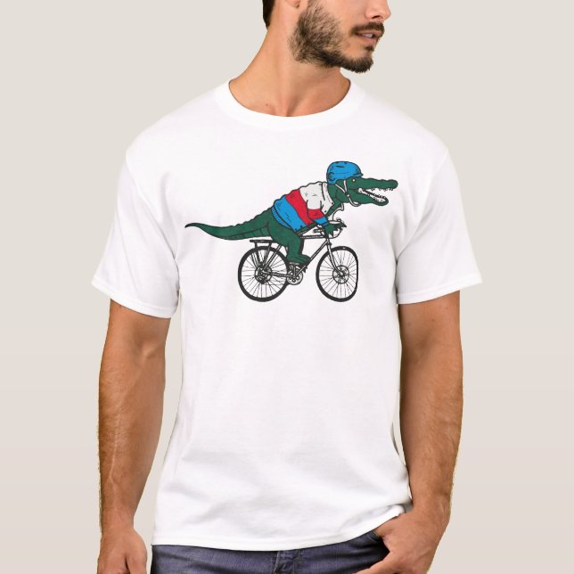 Camiseta Funny Cycling Alligator T-Shirt – Cute Crocodile  (Frente)