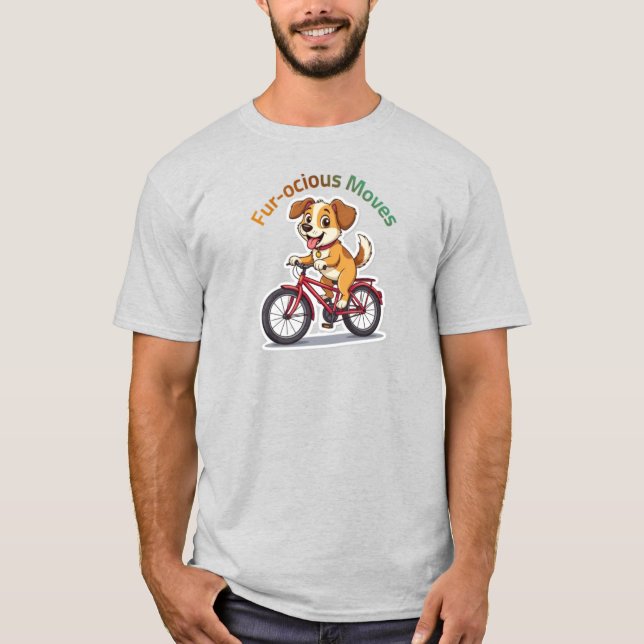 Camiseta **Funny Cycling Dog – Cute Dog Riding a Bicycle Il (Frente)